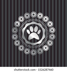 paw icon inside silver shiny emblem
