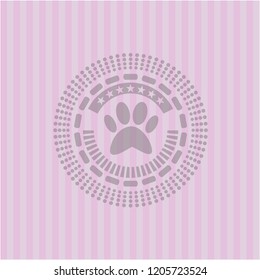 paw icon inside vintage pink emblem