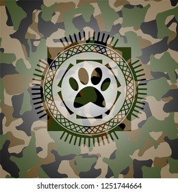 paw icon on camo texture
