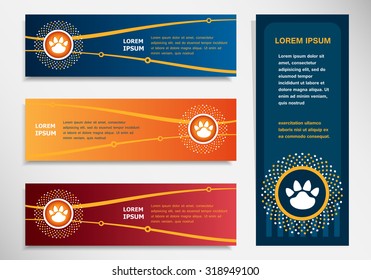 Paw  icon on modern abstract flyer, banner, brochure design template. Collection for Business   