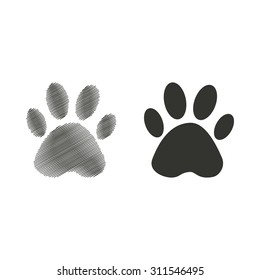 Paw  icon  on white background. Vector illustration.