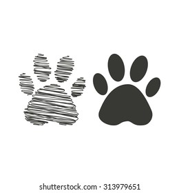 Paw  icon  on white background. Vector illustration.