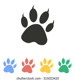 Paw  icon  on white background. Vector illustration.