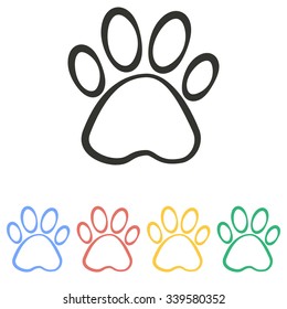 Paw  icon  on white background. Vector illustration.