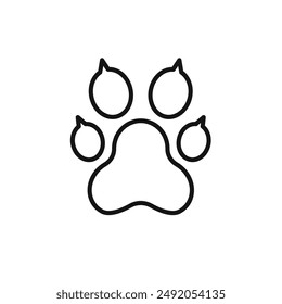 Paw icon outline collection in black and on white background