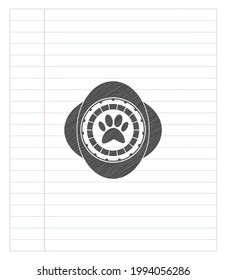 paw icon pencil effect. Vector Illustration. Detailed. 