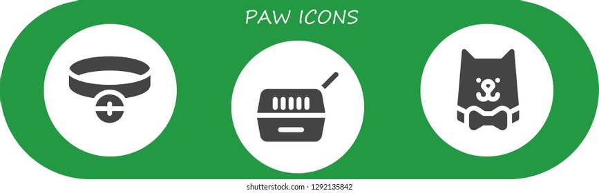  paw icon set. 3 filled paw icons. Simple modern icons about  - Collar, Pet, Cat