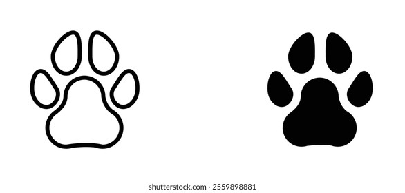 Paw Icon set in black color for ui designs