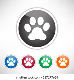 Paw icon. Set of colored icons.
