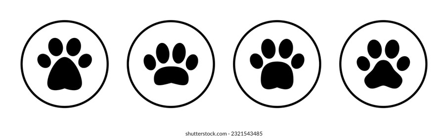 Paw icon set illustration. paw print sign and symbol. dog or cat paw