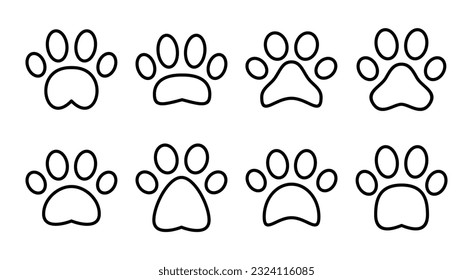 Paw icon set illustration. paw print sign and symbol. dog or cat paw