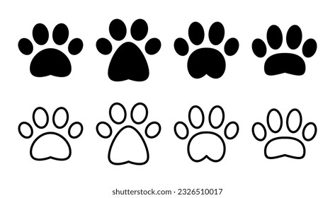 Paw icon set illustration. paw print sign and symbol. dog or cat paw