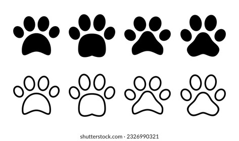 Paw icon set illustration. paw print sign and symbol. dog or cat paw