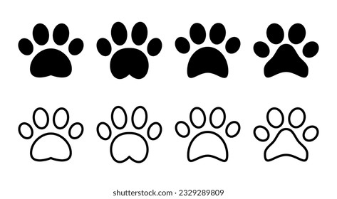 Paw icon set illustration. paw print sign and symbol. dog or cat paw
