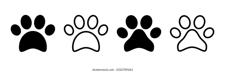 Paw icon set illustration. paw print sign and symbol. dog or cat paw