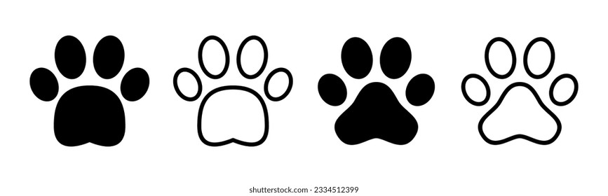 Paw icon set illustration. paw print sign and symbol. dog or cat paw