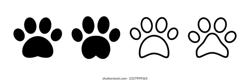 Paw icon set illustration. paw print sign and symbol. dog or cat paw