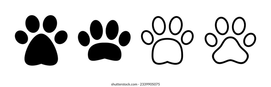 Paw icon set illustration. paw print sign and symbol. dog or cat paw