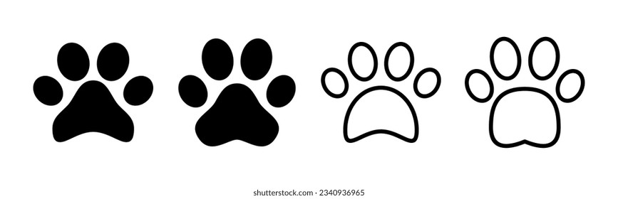 Paw icon set illustration. paw print sign and symbol. dog or cat paw