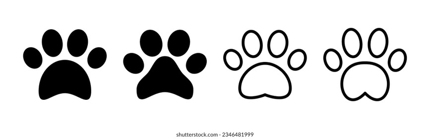 Paw icon set illustration. paw print sign and symbol. dog or cat paw