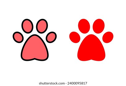 Paw icon set illustration. paw print sign and symbol. dog or cat paw