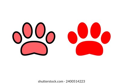 Paw icon set illustration. paw print sign and symbol. dog or cat paw