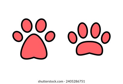 Paw icon set illustration. paw print sign and symbol. dog or cat paw