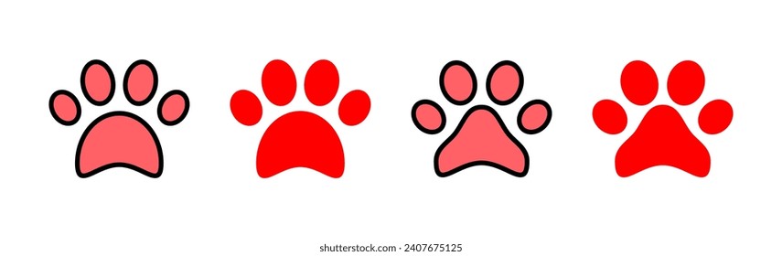 Paw icon set illustration. paw print sign and symbol. dog or cat paw