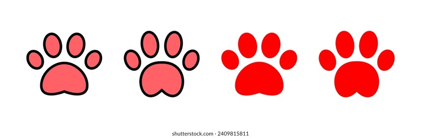 Paw icon set illustration. paw print sign and symbol. dog or cat paw