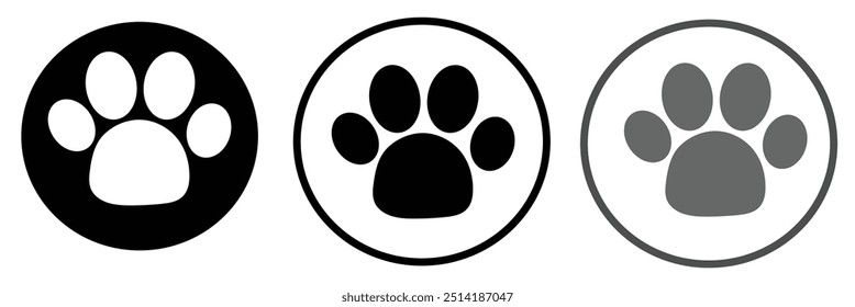 Paw icon set illustration. paw print sign and symbol.  cat paw.