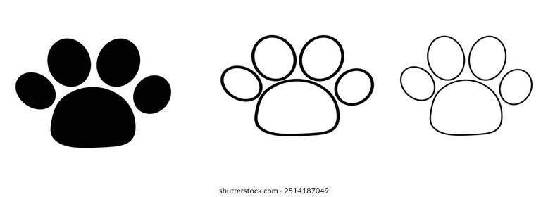 Paw icon set illustration. paw print sign and symbol.  cat paw.
