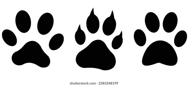 Paw icon set. for mobile concept and web design. vector illustration. white background.
