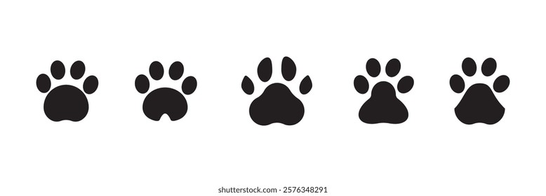 Paw icon set. paw print sign. for mobile concept and web design. vector illustration on white background