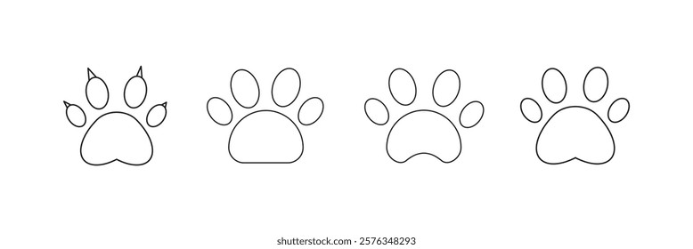 Paw icon set. paw print sign. for mobile concept and web design. vector illustration on white background