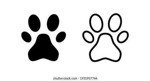 Paw icon set. paw print icon vector. dog or cat paw
