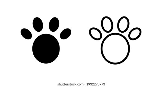 Paw Icon Set. Paw Print Icon Vector. Dog Or Cat Paw