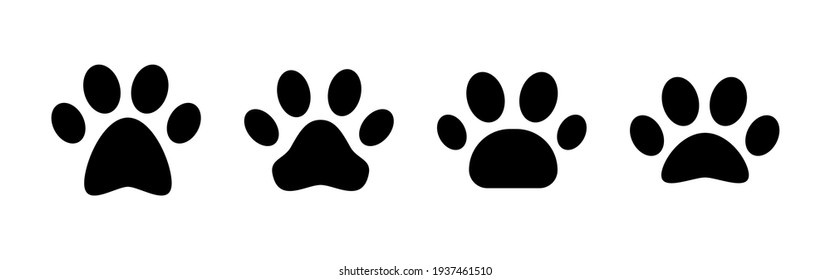 Paw icon set. paw print icon vector. dog or cat paw