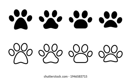 Paw icon set. paw print icon vector. dog or cat paw