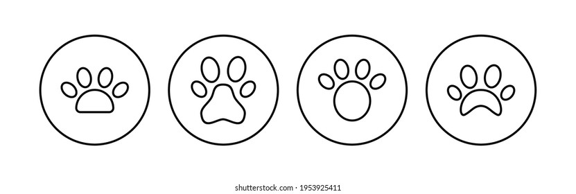 Paw icon set. paw print icon vector. dog or cat paw