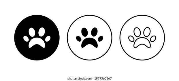 Paw icon set. paw print icon vector. dog or cat paw