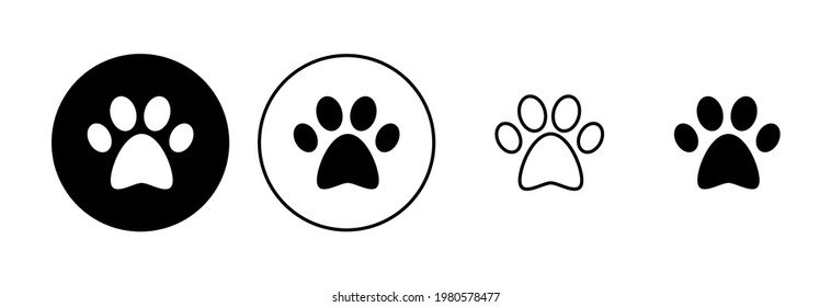 Paw icon set. paw print icon vector. dog or cat paw