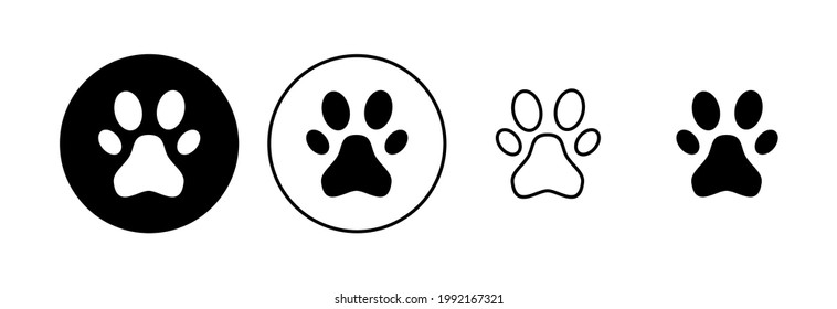 Paw icon set. paw print icon vector. dog or cat paw