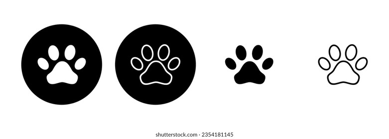Paw icon set. paw print icon vector. dog or cat paw