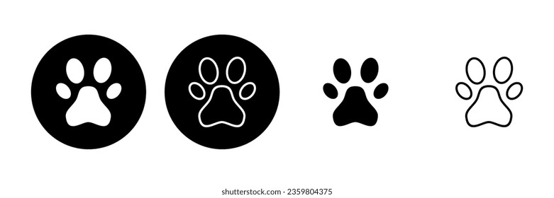 Paw icon set. paw print icon vector. dog or cat paw