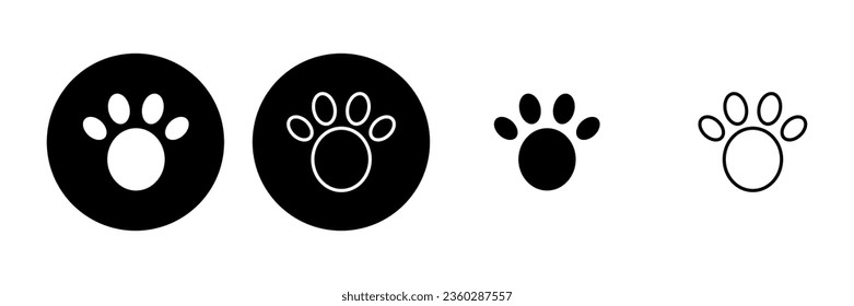 Paw icon set. paw print icon vector. dog or cat paw