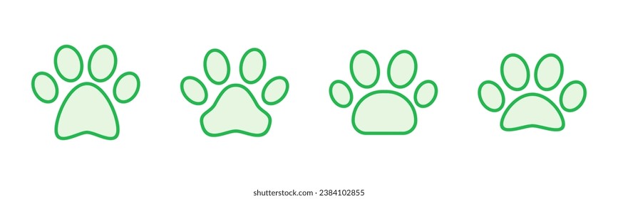 Symbolsatz einfügen. Pfoten-Symbol-Vektorgrafik. Hund- oder Katzenpfeffer