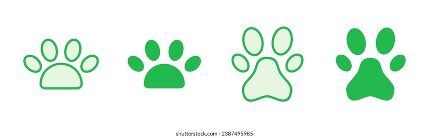 Paw icon set. paw print icon vector. dog or cat paw