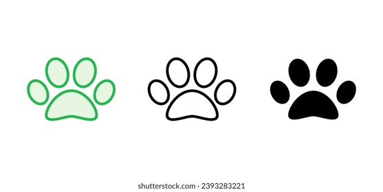 Paw icon set. paw print icon vector. dog or cat paw
