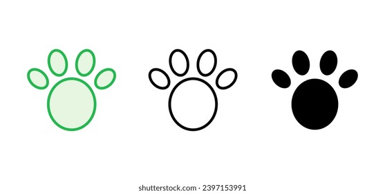 Paw icon set. paw print icon vector. dog or cat paw