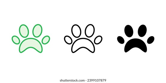 Symbolsatz einfügen. Pfoten-Symbol-Vektorgrafik. Hund- oder Katzenpfeffer